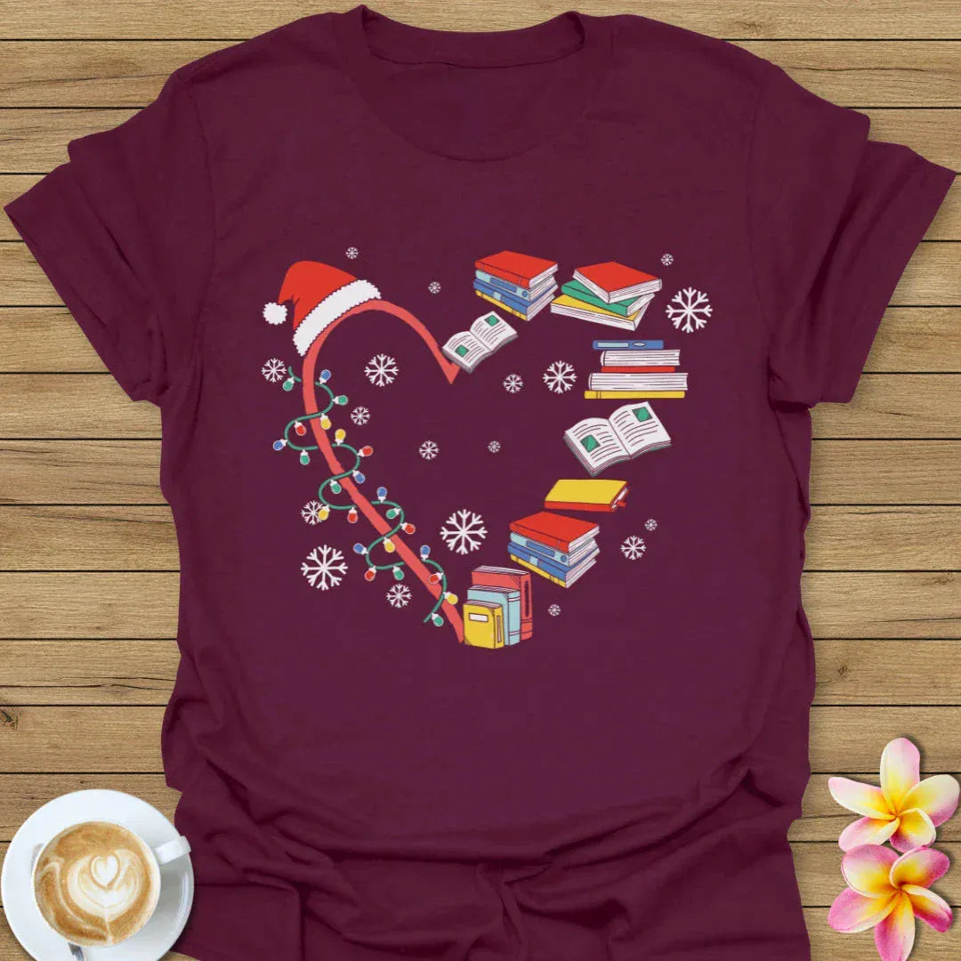 Christmas Book Heart T-Shirt