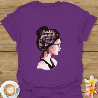 Girl with Books in Her Head T-Shirt