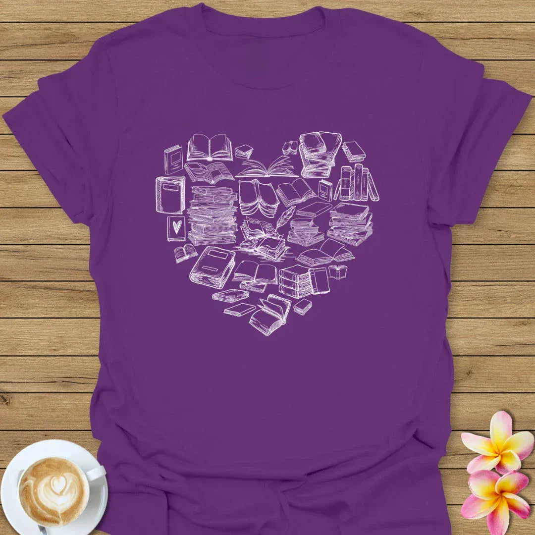 Heart Made With Books T-Shirt