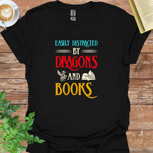 Easily Distracted By Dragons And Books T-Shirt