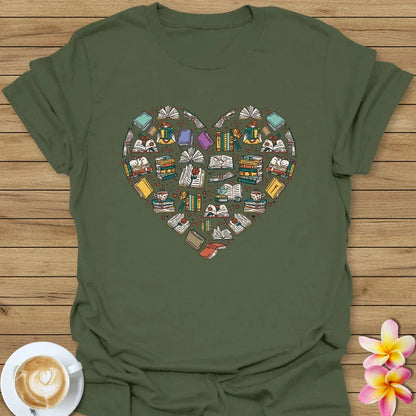 Heart Made With Books T-Shirt