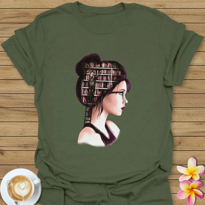 Girl with Books in Her Head T-Shirt