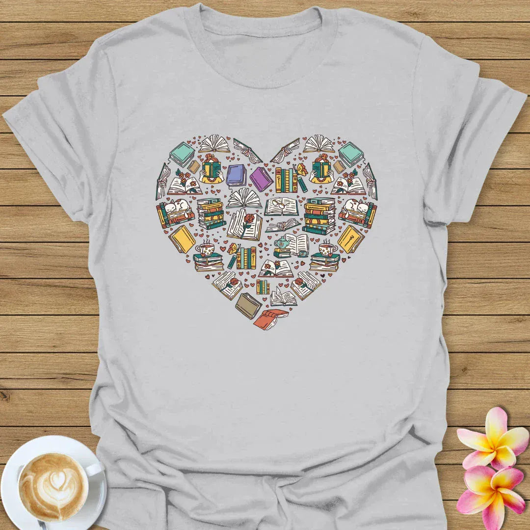 Heart Made With Books T-Shirt