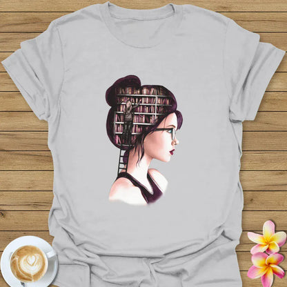 Girl with Books in Her Head T-Shirt
