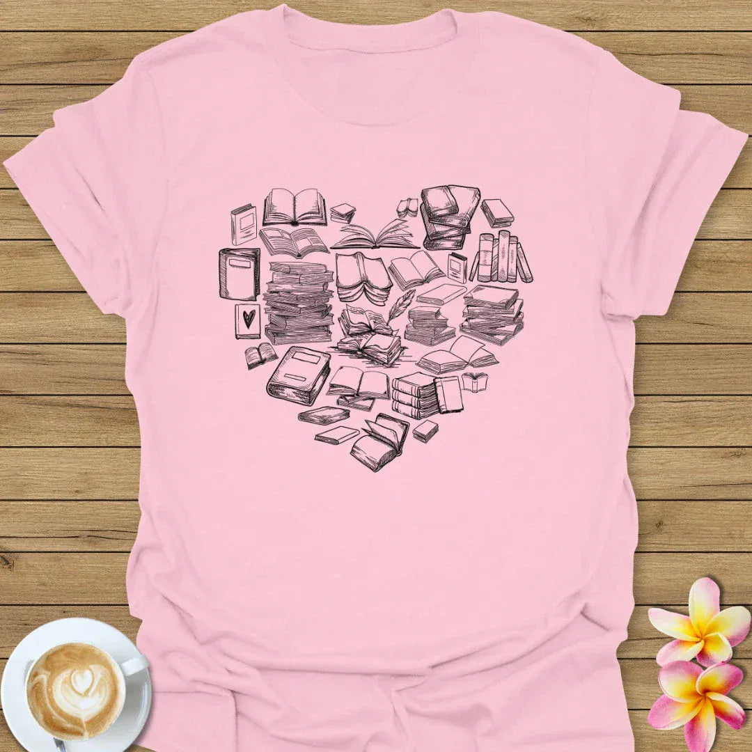 Heart Made With Books T-Shirt