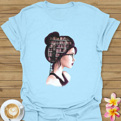 Girl with Books in Her Head T-Shirt