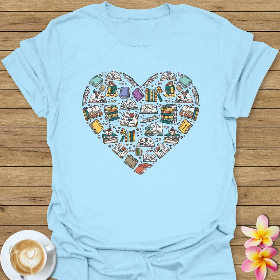 Heart Made With Books T-Shirt